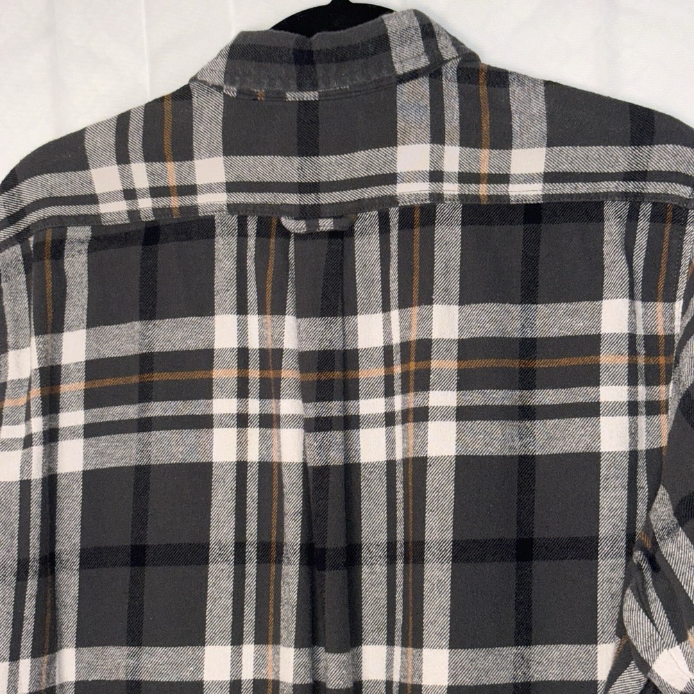 Woolrich Buffalo Plaid Flannel Shirt Men's Large Black Grey Tan - Picture 9 of 12